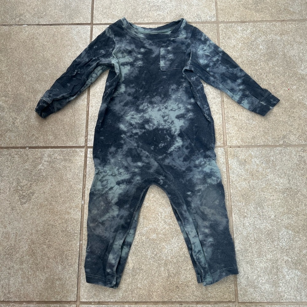 Black and gray tie dyed one piece